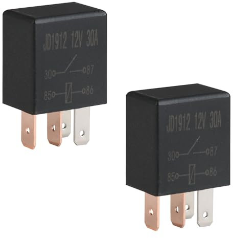 Raykce 2 Pcs 4 Pin DC 12V 30A Relay, Universal JD1912 Safety Relay Switch, Multipurpose Automotive Starter Relay Replacement Parts, for Trucks Motorcycle Boat Fans Air Conditioners Oil Pumps