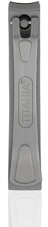 TITANIA Coupe-ongles en acier inoxydable grand format – Coupe-ongles pour les ongles des mains et des pieds – Coupe-ongles tranchant en acier inoxydable – Pour hommes et femmes – Couleur gris