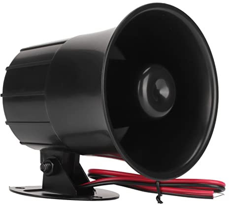 Alarmsirene, 15 W Hohes Dezibel-Sirenenhorn, DC6-12 V, ABS, Verkabelt, für den Garten, Einbruchalarm, Horn, Alarmanlage, Sirene für Zuhause, Hof, Bauernhof