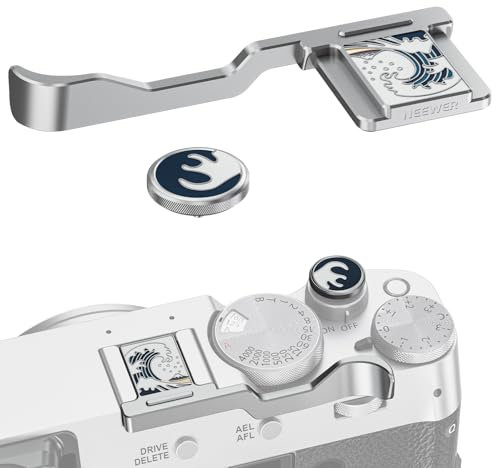 Neewer X100V X100VI Thumb Grip & Shutter Button Cap Set, Ergonomic Thumb Holder with Shutter Release Button, Photography Accessories Compatible with Fujifilm X100V X100VI, Silver, CA114