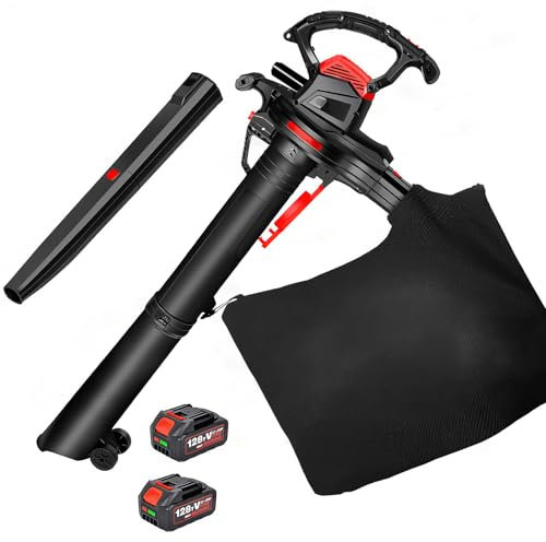 40V Cordless Garden Leaf Blower & Vacuum, 6 Speeds Battery Powered Leaf Vacuum Mulcher, Garden Vacuum And Blowers with 40L Collection Bag, 156CFM, 2 x 4.0Ah Battery