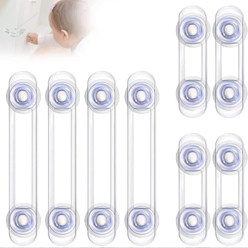 Child Safety Locks Safety Cupboard Door Strap Locks Transparent Child Safety Cupboard Door Lock for Fridge Cabinets Drawers Toilet Easy Install No Tools Needed（8pcs）
