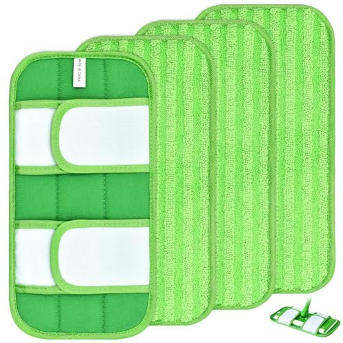 Mop Refill Pads Reusable Microfibre Compatible with Flash Speedmop, Floor Mop Head Replacements Machine Washable for Wet & Dry Cleaning 4 Pack