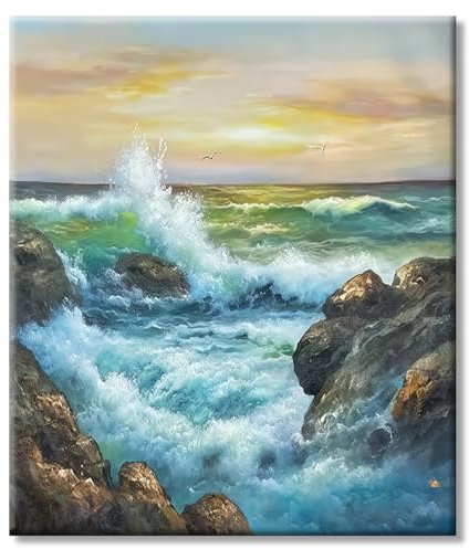 77iiAii Malen Nach Zahlen Erwachsene, Landschaft Meer Anfänger Gemälde kit DIY Knitterfreie Leinwand Bilder, mit Acrylfarbe und Pinsels für Geschenke und Wandbilder Wohnzimmer (40x50cm)