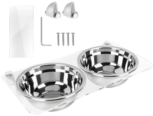 Katzennäpfe zur Wandmontage, erhöhte Katzennäpfe, Edelstahl-Futterspender für Katzenfutter, Hundewassernäpfe, Wandmontierte Katzennäpfe mit erhöhtem Design für einfaches Füttern und Trinken