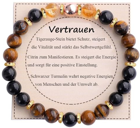 UEUC Heilstein-Perlenarmband für Frauen, Armband mit natürlichen Edelsteinen, Gleichgewichtsschutz, spirituelles Kristallperlenarmband zur Angstlinderung mit Bedeutungskarte