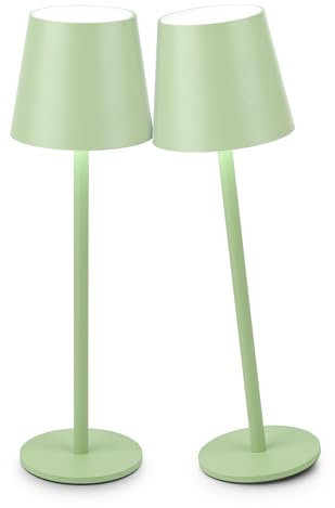 Faithorse Rechargeable Lamp Cordless Table Lamp, 2 Pack Battery Operated Lamps 5200mAh IP54 Waterproof Wireless Lamp with 3-Color Modes Touch Control Night Light for Bedroom(Grass Green)