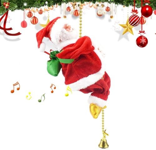 Jouet avec corde d'escalade du Père Noël - Figurine musicale de d'escalade du Père Noël, jouet de père Noël grimpant de 9 pouces | Noël électrique