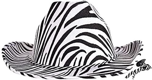Morain Cowboyhut, Tierdruck, Hüte für Damen und Herren, Western-Stil, Geburtstagsparty-Hut, Kostüm, Zebra-Mütze, 3-4