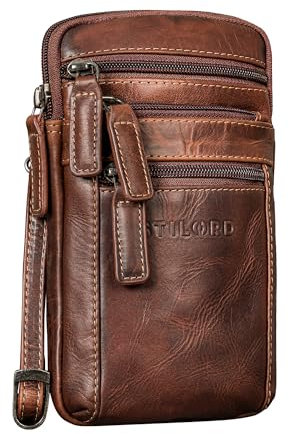 STILORD 'Mikael' 3-in-1 Borsa a Petto in Pelle per Uomo - Marsupio, Tracolla, Porta Smartphone - Elegante in Cuoio, Colore:salerno - marrone