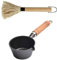 HyzaPhix Cast Iron Sauce Pot and BBQ Mop Brush Set for Grilling, Barbecue Basting Set with Saucepan and Brush Meat Smoker Accessories, BBQ Gifts for Men