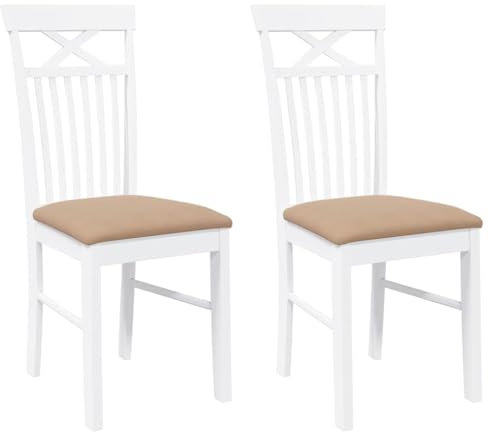 vidaXL Sillas de Comedor con Cojines 2uds Madera Maciza Blanco Caucho