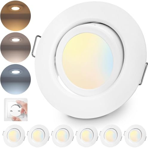 cloksh LED Einbaustrahler 230V Dimmbar Weiß LED Spots 6W IP44Einbauleuchten Schwenkbar Deckenspots,Warmweiß Neutralweiß Kaltweiß deckenleuchte für Badezimmer Küche Wohnzimmer,6er Set