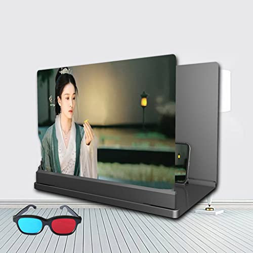 14/20/32 Loupe d'écran, Loupe Mobile HD 3D pour Films, Support de téléphone Pliable - Prend en Charge Tous Les Smartphones pour Regarder des Vidéos de Films(Size:32IN,Color:Noir)