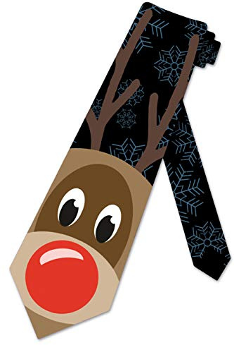 BHHJKK Three Herren-Krawatte Rudolph, Rentier, Urlaubskrawatte, Schwarz , One size