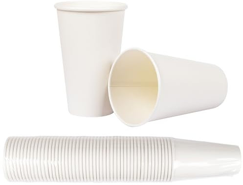 HEKU 50 weiße Einweg-Pappbecher, 0,3 l, aus Frischfaser, beschichtet, umweltfreundlich, recyclingfähig, FSC-zertifiziert, für heiße & kalte Getränke, ideal für Partys, Events, Büros