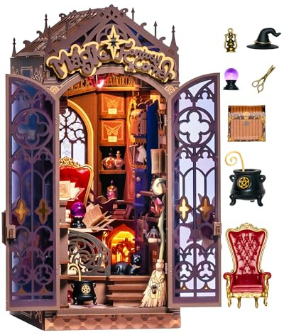 Rolife Book Nook Kit for Adults Magic Fantasy Corner, 3D Puzzle With LED | DIY Miniature House with Closing Door，Booknook for Bookshelf Decoration, Unique Christmas & Birthday Gift