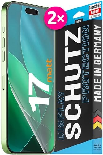 2x se® 3D SCHUTZFOLIE Entspiegelt für Apple iPhone 17,Anti-Staub, 100% Fingerabdruck & FaceID kompatibel, einfache blasenfreie Installation, Ultra-Klar, Stoß-Kratzfest, aus Deutschland
