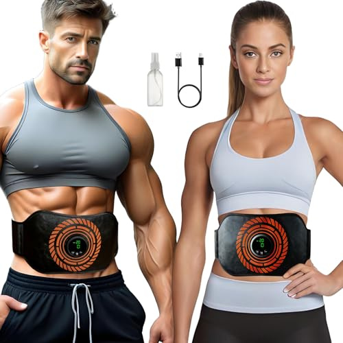 LEMENG Outdoor EMS Trainingsgerät,Bauchtrainer Elektrisch,EMS Bauchmuskeltrainer Bauchmuskeltrainer mit EMS Technologie - 12 Modi & 20 Intensitäten, Zero Hard Homeful Übung