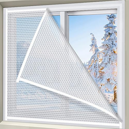 Window Insulation Kit,Heavy Duty Custom Size Insulation for Winter Keep Cold Out,Upgraded Thicken Plastic for winterizing with Zipper Easy to Open for Ventilation,50/55cm(50x55cm)