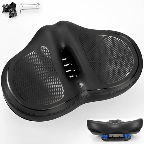 Wareet Bequemer Übergroßer Fahrradsattel für Herren & Damen,Extra Breiter Heimtrainer Fahrrad Sattel Universal Ersatz fahrradsitz für Cityrad,Ebike,Heimtrainer,Mountainbike