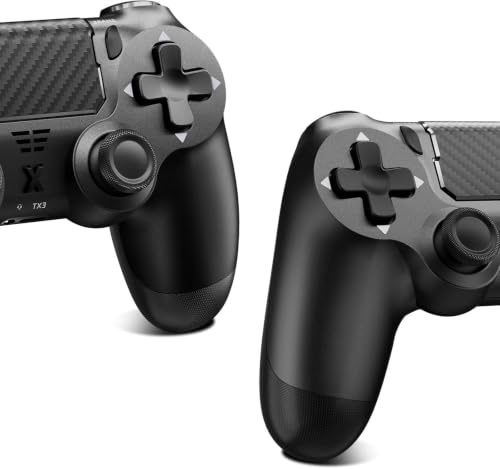 Hycago 2PCS Manette Sans Pour PS-4, Manette de Jeu Compatible avec PS-4/Slim/Pro, Manette de Jeu Bluetooth avec Double Vibration/écran Tactile, Capteur Gyroscopique à 6 axes (Noir+Noir)