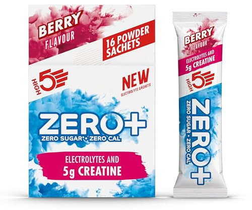 HIGH5 Zero+ Creatine & Electrolytes Hydration Sachets, Berry, 16 x 11.5g | Sugar free electrolyte powder with 5g creatine monohydrate for performance, power, focus and rehydration.