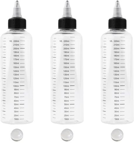 3 botellas exprimibles de 230 ml con graduación, dispensador de aceite transparente, botellas con tapa de punta, botella de plástico multiusos para condimentos líquidos salsa aceite vinagre de soja