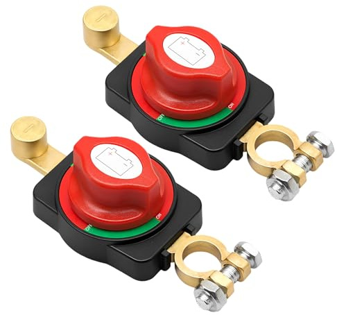 2PCS Desconectador de Batería Coche 12-48V ON/OFF | Cortacorrientes Batería con Interruptor Aislador, Aislador de Batería para Coche Barco Camión Camper Caravana Moto