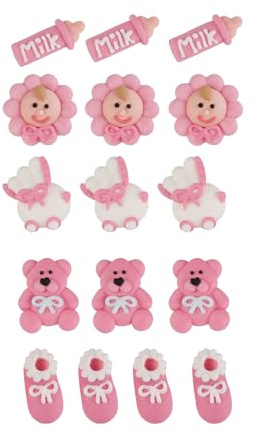 Günthart Tortendekor Taufe Tortenfigur 16 Zuckerfiguren ROSA