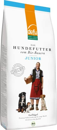 defu Hundefutter | 3 x 3 kg | Junior Bio Geflügel | Premium Bio Trockenfutter für Junge Hunde