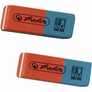 6 x Herlitz Radiergummi Kunststoff DG36 rot/blau VE=2 Stück