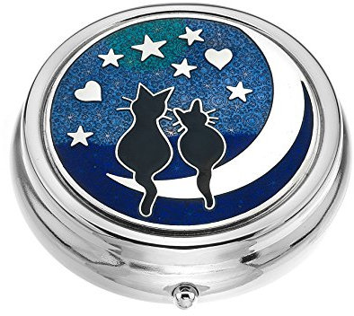 Pillendose (große Größe) im Katzen auf Mond Design