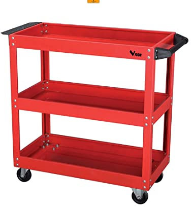 Vigor 3649503 Werkzeugwagen Modell Trolly 3 Etagen, rot