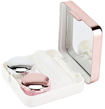 Kontaktlinsenbehälter, Reflektierende Abdeckung Kontaktlinsen-Etui Set Cute Lovely Travel Kit Box(Hellrosa)