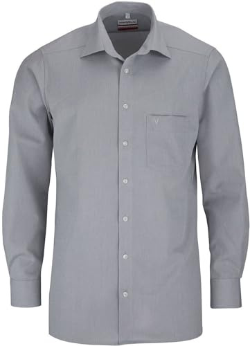 Marvelis Herren Businesshemd Langarm Modern-Fit,Chambray,New Kent,Mittelgrau 60,48
