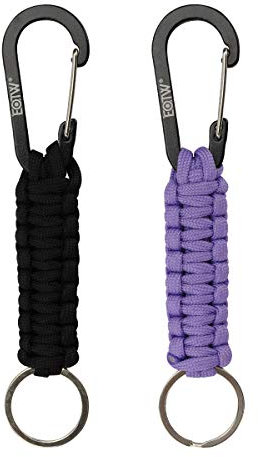 EOTW Schlüsselanhänger/Schlüsselanhänger mit Karabiner-Clips, Schlüsselband mit Verriegelung, D-Ring-Haken, Aufhänger, Überlebens-Kits für Autoschlüssel, Jungen, Mädchen, Männer, Frauen (1 schwarz + 1