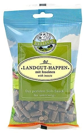 Bellfor Landgut-Happen Hypoallergene getreidefreie Soft-Snacks für Hunde mit hoher Verdaulichkeit, ohne tierische Nebenerzeugnisse. Soft-Leckerli für Hundetraining, 200 g (Insekten)