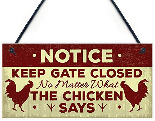 RED OCEAN Hühner-Geschenke, Warnschild zum Aufhängen, für Tor, Garten, lustiges Hühnerstall, Hühnerstall, Geschenk für Hühnerliebhaber