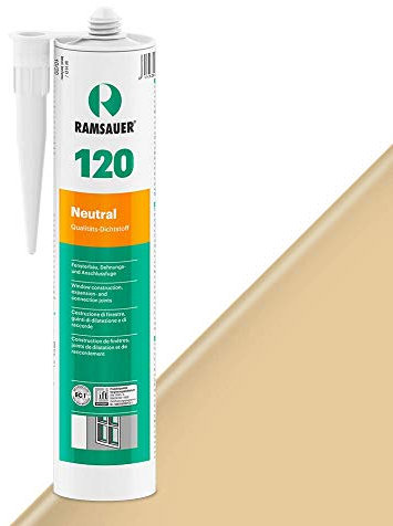 RAMSAUER 120 Neutral (Eiche) - 310ml Kartusche, Silikon Dichtstoff zur Versiegelung von Einscheiben-, VSG-, & Isoliergläsern, haftet auf Holz, Glas, Metall, witterungsbeständig, elastisch