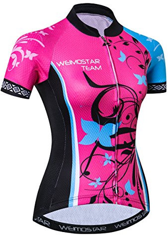 Women Cycling Jersey Short Sleeve Breathable with Pockets Flower