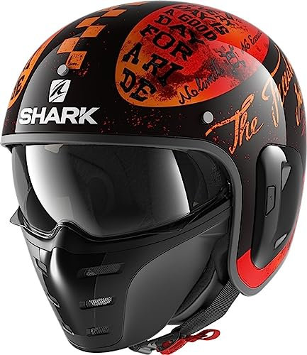 SHARK Herren NC Motorrad Helm, Schwarz/Orange, S