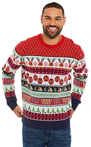 NOROZE Mens Novelty Knitted Christmas Sweater Jumpers