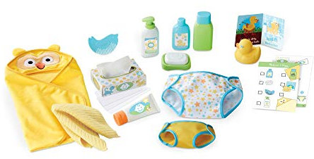 Melissa & Doug -Mine to Love Ensemble de jeu change et bain pour poupées - Couches, shampooing, lingettes, serviette et plus (19 pièces)