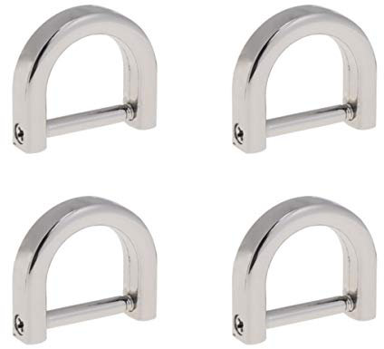 4 Stück D Ring mit Schraube Metall U-Form Schäkel Schlüsselhalter DIY Leder Handwerk Schnalle Geldbörse Gürtel Verschlüsse Ersatz für Sollte Tasche (Silber)