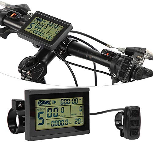 AMONIDA Fahrrad-LCD-Instrument, wasserdichter Mehrgang-Schalter Umbau KT-LCD3U Horizontales Schwarz-Weiß-LCD-Messgerät mit Anschlusshalterung für Elektrofahrräder