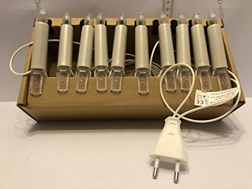 Schwibbogenkette 10 Perlmuttschaftkerzen original NARVA innen