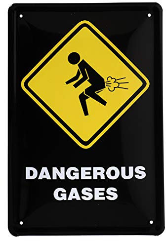 Blechschild Dangerous Gases - Metallschild Warnschild Pupsen - Retro Deko Schild Bad Toilette WC Klo Arbeit Betrieb - Geschenk lustige Badezimmer Dekoration - Achtung Blähungen Hinweis - 20x30cm
