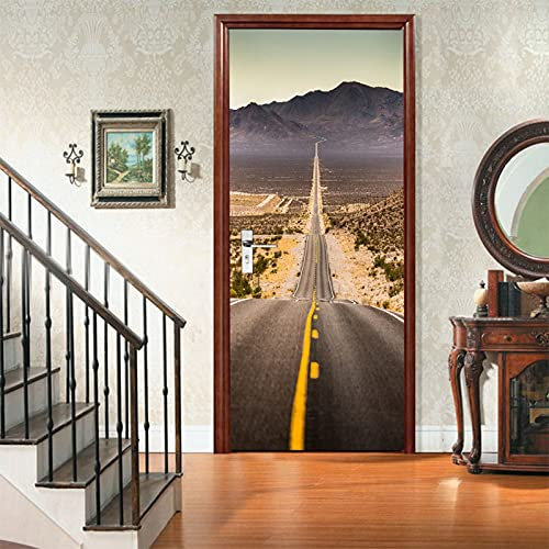 A.Monamour Türtapete Selbstklebend Türfolie Türposter 3D Endlose Gerade Straße Durch Death Valley Nationalpark Kalifornien Usa Vinyl Folie Türdeko Tapete Wandbild Türaufkleber Türtattoo 85 x 215 cm