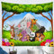 Kinder Tapisserie Karikatur Tier Gedruckt Wandbehang Kinder Jungen Mädchen Niedlichen Elefanten Giraffe Wildlife Wandteppich Safari Zoo Muster Wandkunst 148x200cm für Schlafzimmer Wohnzimmer